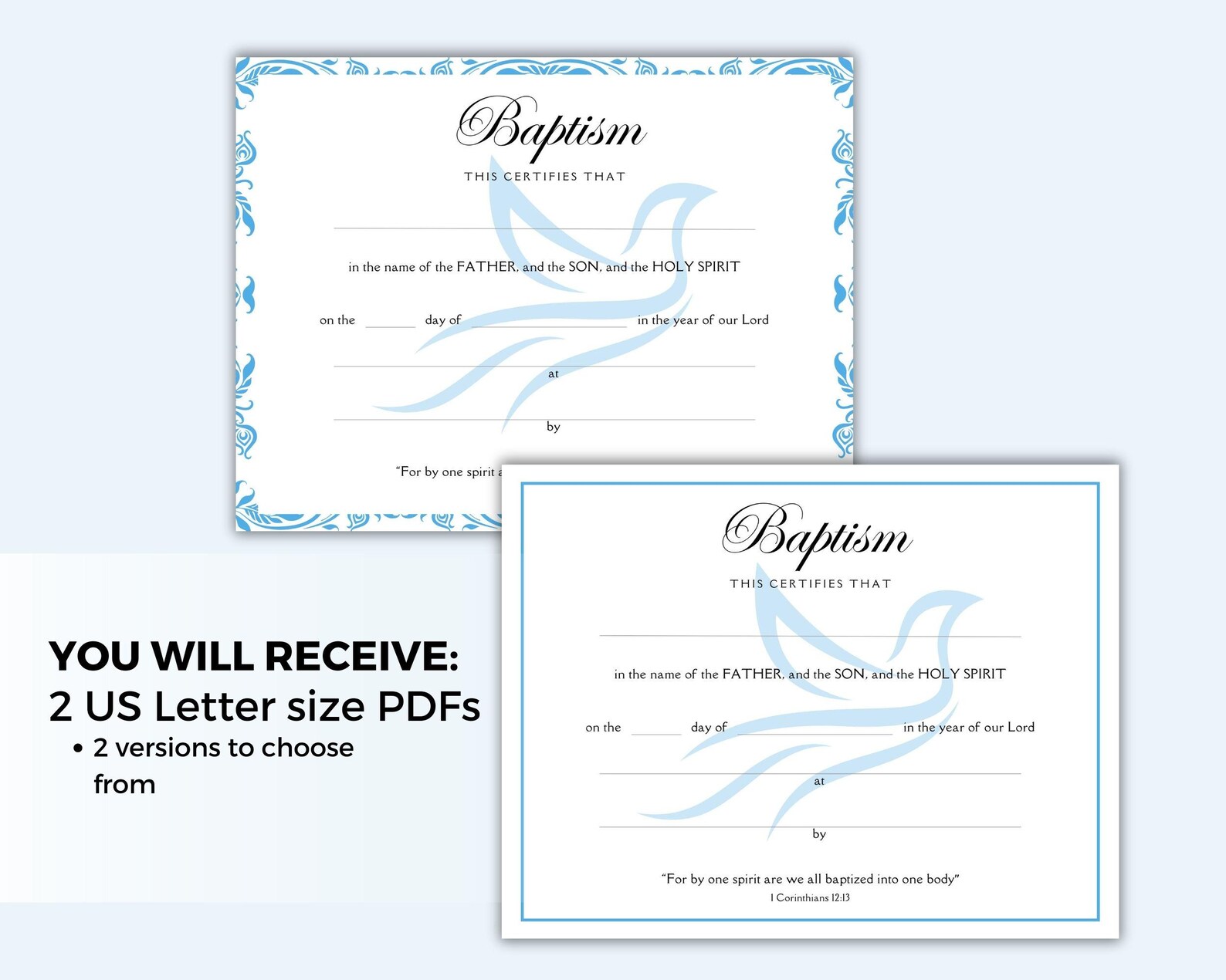 Certificate of Baptism, Printable Baptism Certificate, DIY Baptism ...
