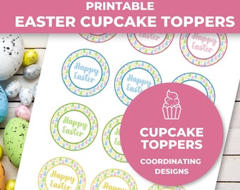 Printable Happy Easter Cupcake Toppers