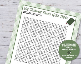 Old Testament Books of the Bible Word Search Game, Bible Activities for Kids, Sunday School Activities, Homeschool Christian Curriculum