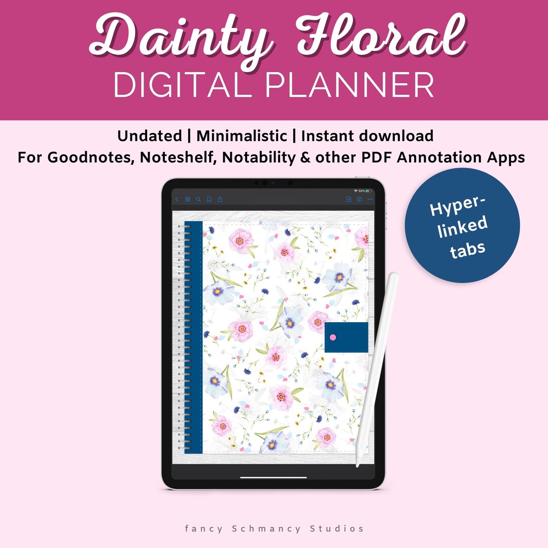 Floral Digital Planner Goodnotes Undated Daily Planner, iPad Planner ...