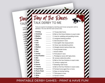 Talk Derby to Me Game, Horse Racing Game, Derby Trivia, Triple Crown Party Game, Run For The Roses Game, Fun Activity For Adults & Kids