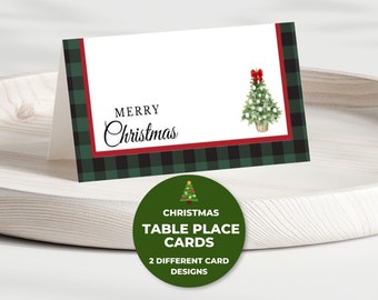 Christmas Place Cards Printable, Merry Christmas Place Setting Cards Digital Downloads, Farmhouse Christmas Table Décor, Table Tent Cards