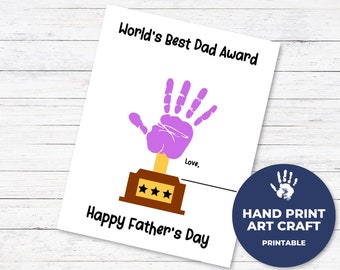 Artesanía con huellas de manos, Recuerdo de huellas de manos del Día del Padre, Arte de huellas de manos del Día del Padre, Recuerdo para papá, Arte de impresión de manos para papá, Arte de recuerdo