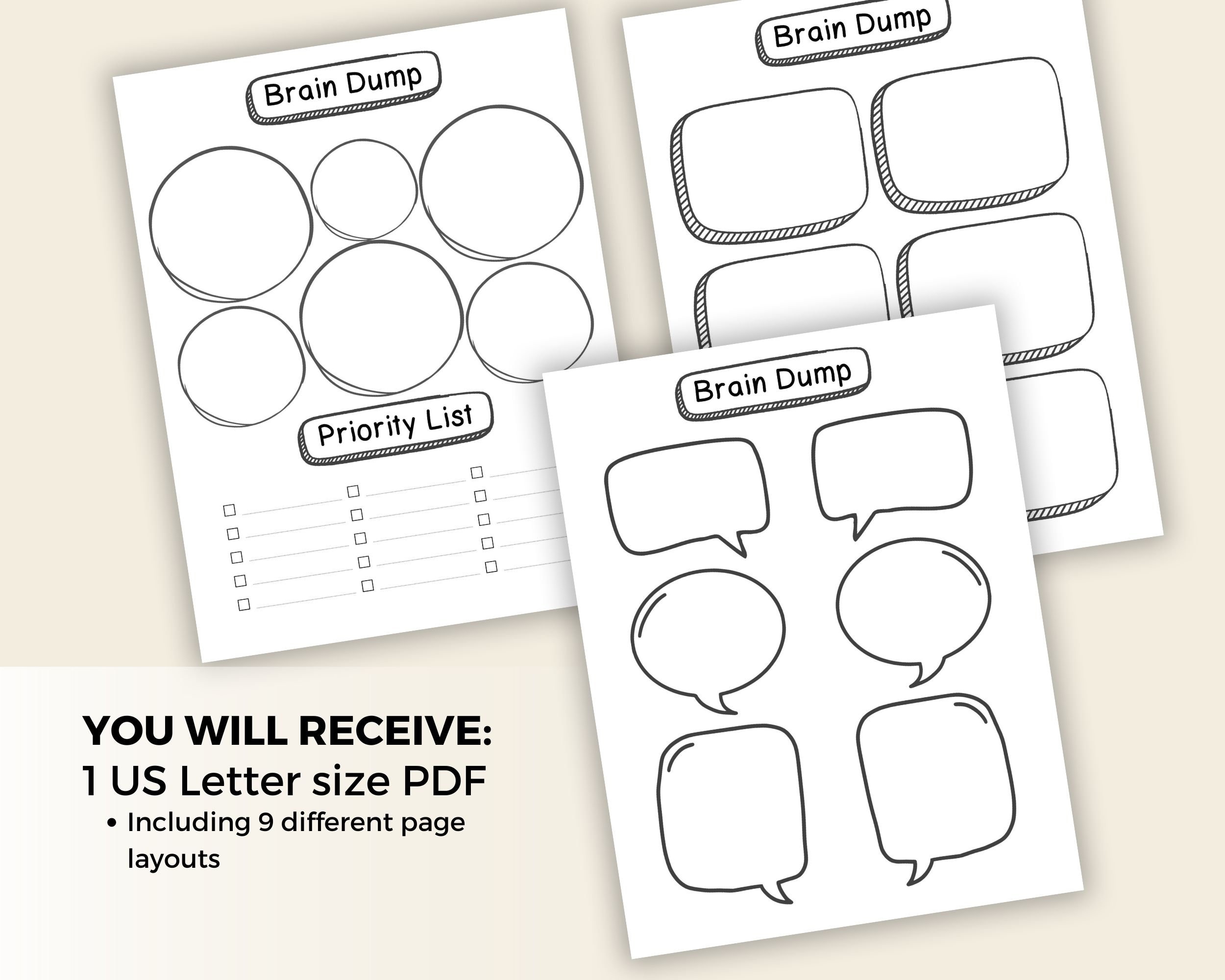 Brain Dump Printable Bundle, Adhd Brain Dump, Thought Tracker ...