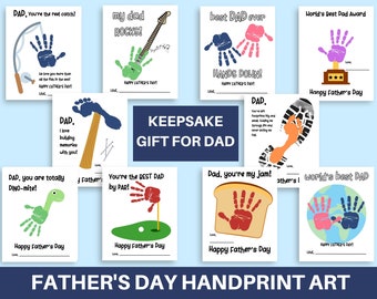 Father's Day Handprint Keepsake, Father's Day Handprint Art, Keepsake for Dad, Footprint Art Craft, Best Dad Ever Handprint Craft
