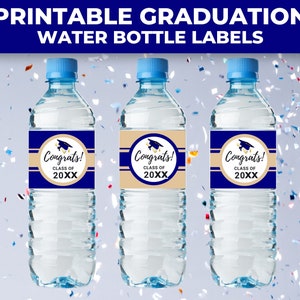 Printable Graduation Water Bottle Labels, Class of 2023 Graduation Decorations for Table, Graduation Party Decorations, Grad Favors