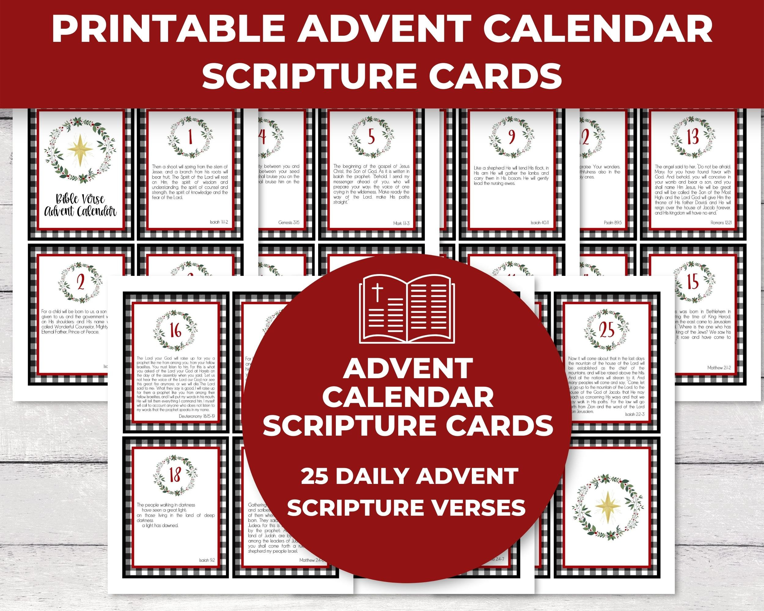 Printable Advent Calendar, Advent Scripture Cards, Advent Calendar ...
