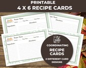 Printable Recipe Cards 4x6, Blank Recipe Cards, Gifts for Cooks, Unique Gift for Cooks, Sage Green