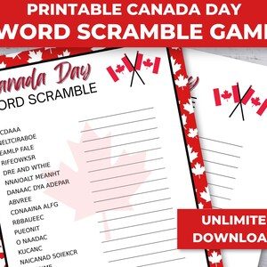 Canada Day Word Scramble, Canada Day Games, July 1st Games, Kids Summer Games, Canada Day Printables, Happy Canada Day Printable Games image 5