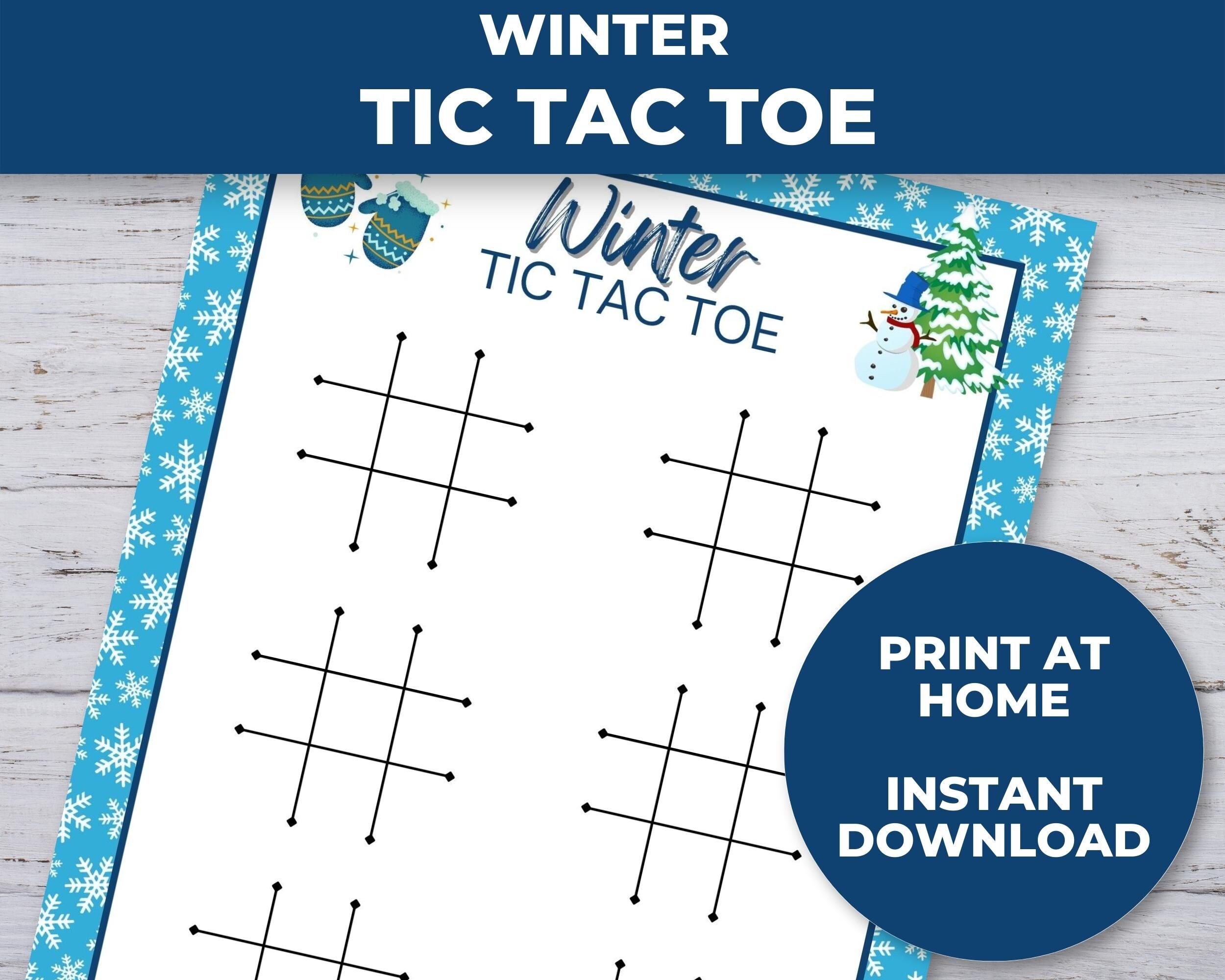 Winter Tic-Tac-Toe, Winter Party Favors, Printable Tic-Tac-Toe for