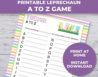 Easter A to Z Game, Printable Easter Games for Kids, Classroom Activity, Easter Party Game, Homeschool Activities