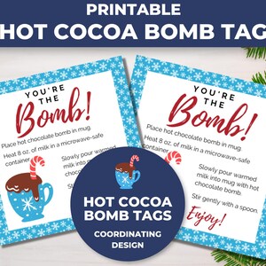 Hot Chocolate Bomb Tags, Hot Cocoa Bomb Tags, Printable Hot Cocoa Bomb Instructions