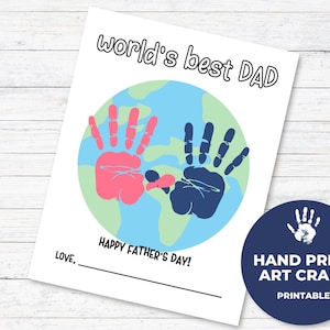 Worlds Best Dad Handprint Craft, Father's Day Handprint Keepsake, Father's Day Handprint Art, Keepsake for Dad, Handprint Art for Dad