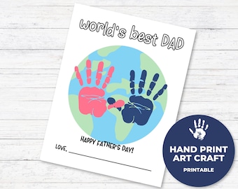 Worlds Best Dad Handprint Craft, Father's Day Handprint Keepsake, Father's Day Handprint Art, Keepsake for Dad, Handprint Art for Dad