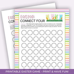 Easter Four In A Row Printable Easter Game for Kids, Classroom Activity, Easter Party Game, Easter Homeschool Activity
