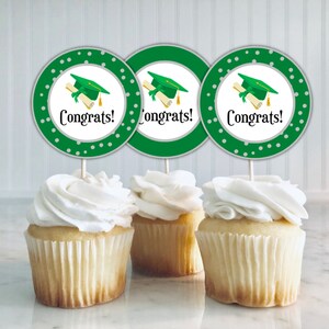 Printable Graduation Cupcake Toppers, Congrats Grad Cupcake Toppers, Graduation Favor Tags, Graduation Party Decor, Graduation Cookie Tag