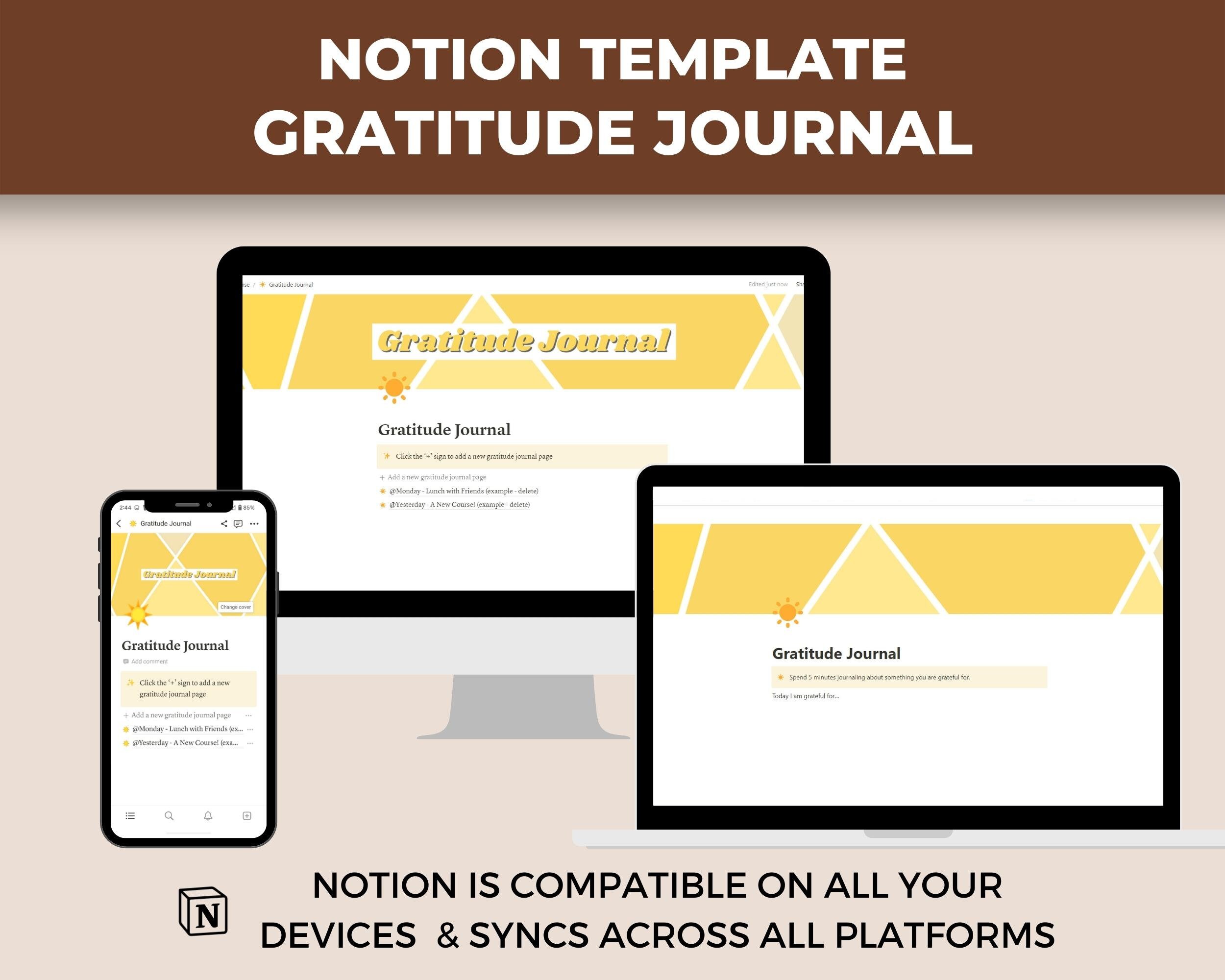 Notion Gratitude Journal, Notion Template, Digital Gratitude Journal ...