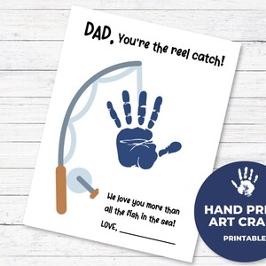 You're A Reel Catch Handprint Craft, Father's Day Handprint Keepsake, Father's Day Handprint Art, Keepsake for Dad, Footprint Art Craft
