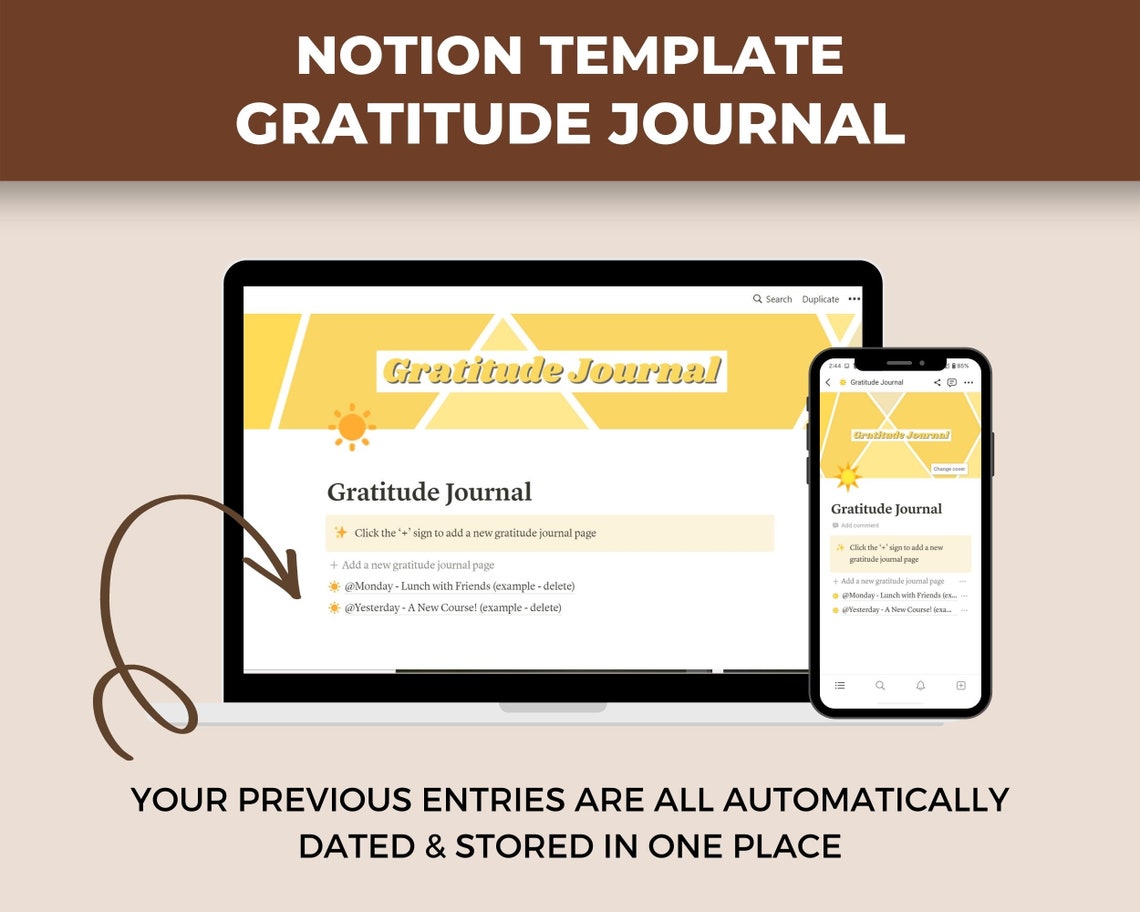Notion Gratitude Journal, Notion Template, Digital Gratitude Journal ...