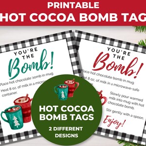 Hot Cocoa Bomb Tags, Hot Chocolate Bomb Instructions Favor Tag, Printable Hot Chocolate Bomb Tags, Hot Cocoa Bomb Tags