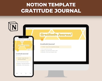 Notion Gratitude Journal, Notion Template, Digital Gratitude Journal, Wellness Journal, Minimalistic Daily Gratitude Journal Morning Routine