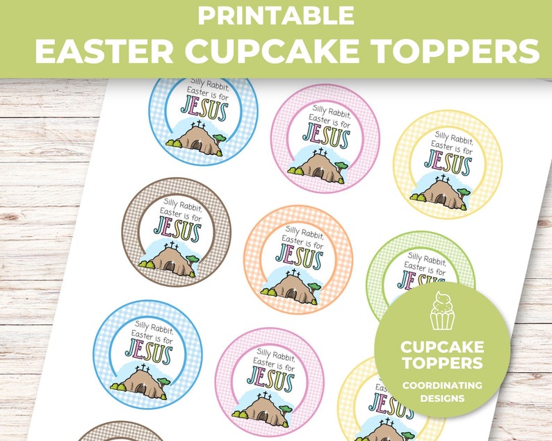 Easter is for Jesus Cupcake Toppers, Printable Easter Cupcake Toppers, Religious Easter Tags image 3