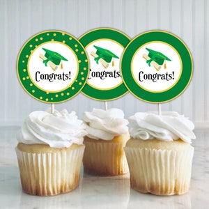 Printable Graduation Cupcake Toppers, Congrats Grad Cupcake Toppers, Graduation Favor Tags, Graduation Party Decor, Graduation Cookie Tag