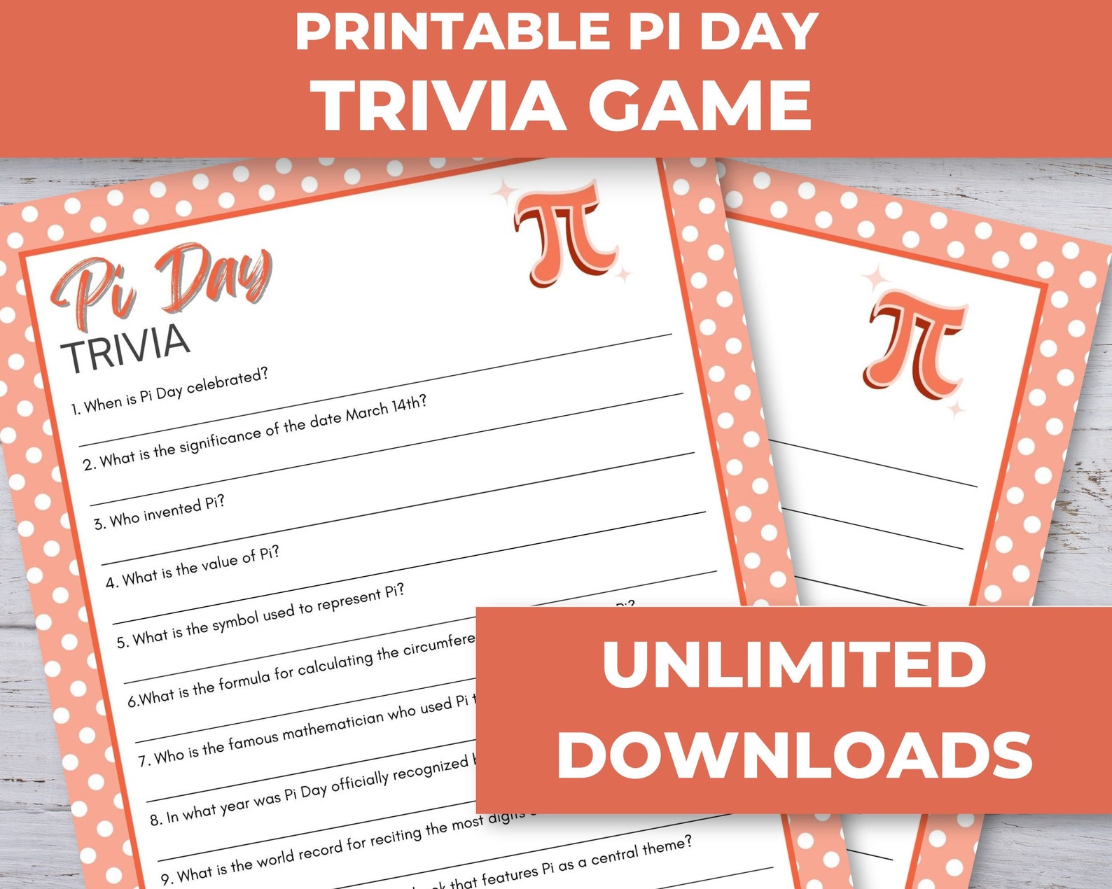 Pi Random Trivia Pi Day Trivia, Pi Day Activities for Kids Printable, Pi Day Party, Kids ...