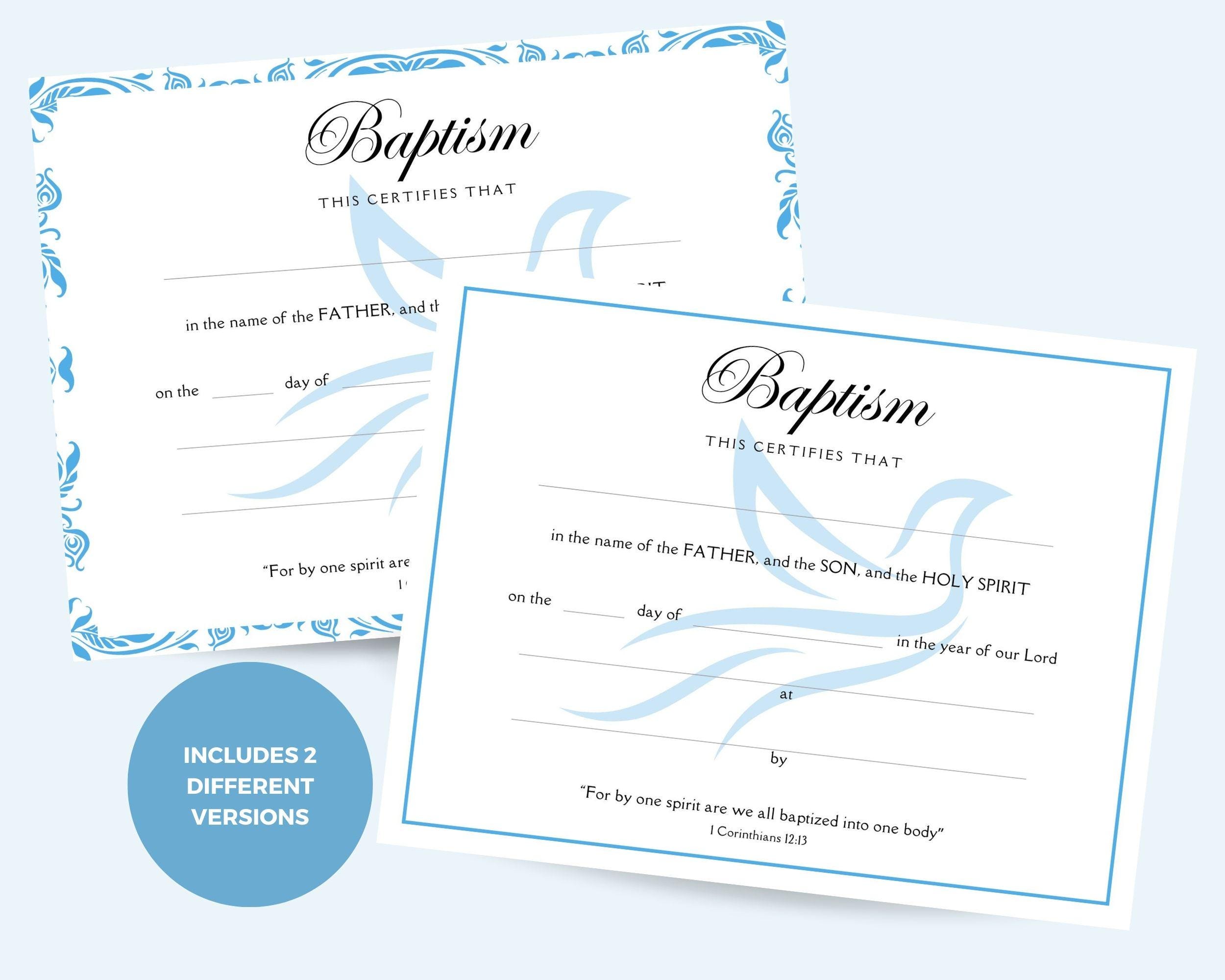 Certificate of Baptism, Printable Baptism Certificate, DIY Baptism ...