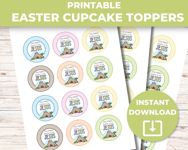 Easter is for Jesus Cupcake Toppers, Printable Easter Cupcake Toppers, Religious Easter Tags image 5