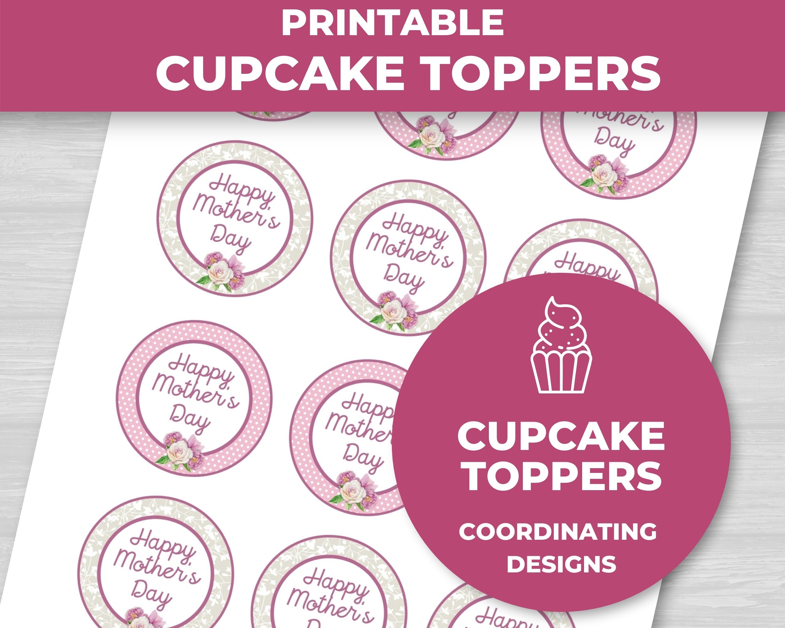 Printable Mother's Day Cupcake Toppers Happy | Etsy