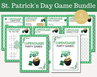 St. Patrick's Day Game Bundle, Printable Games for Kids, Classroom Activity, St Patty's Day Party Games, Leprechaun Game Bundle Homeschool