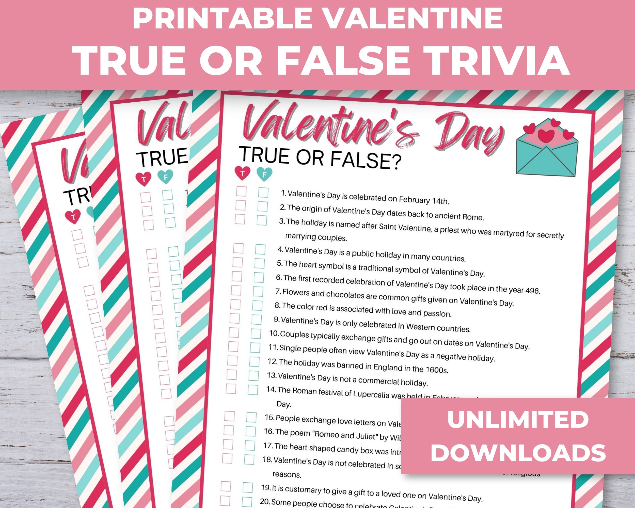 Valentine Trivia Printable Valentine True or False Trivia Game Valentine Trivia Printable Valentine True or False Trivia Game