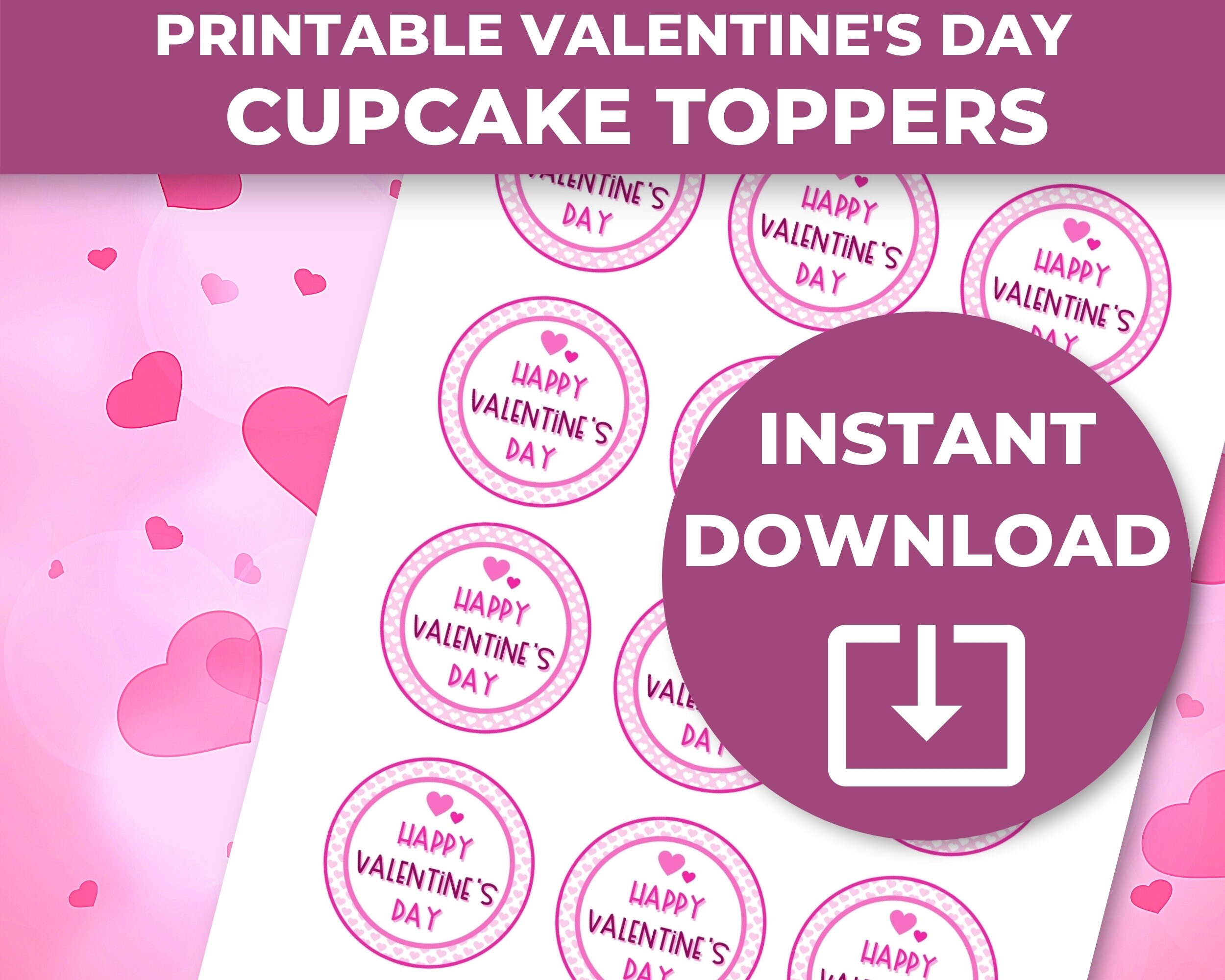 Printable Valentine's Day Cupcake Toppers - Etsy
