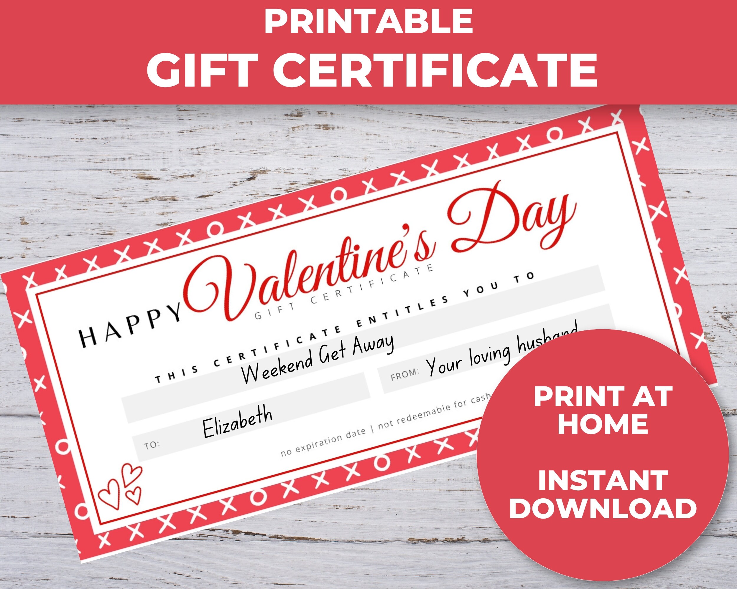 Printable Valentines Gift Certificate Instant Download Valentines Day Printable Valentines Gift Certificate Instant Download Valentines Day