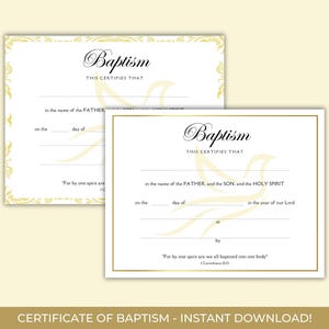 Certificado de bautismo imprimible, certificado de bautismo, certificado de bautismo de bricolaje, bautismo de adultos, recuerdo del bautismo cristiano