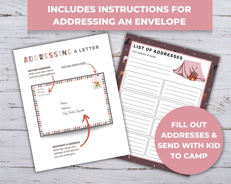 Printable Letter From Camp, Camp Letter Stationery, Fill in the Blank Camp Stationery, Camp ...