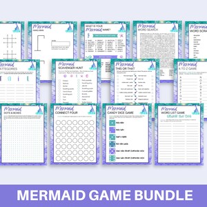 Mermaid Games Bundle, Mermaid Party Games, Under the Sea Games, Printable Games for Kids, Mermaid Birthday Party Games