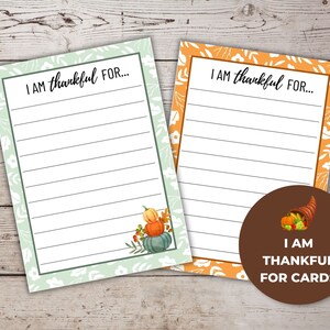 Thanksgiving Gratitude Cards, I Am Thankful For Printables, Thankful For Cards, Give Thanks Card, Printable Thankful Cards