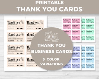 Printable Thank You Business Cards, Small Business Thank You Cards, Packaging Insert Cards, Thank You for Your Order Cards, Digital Download