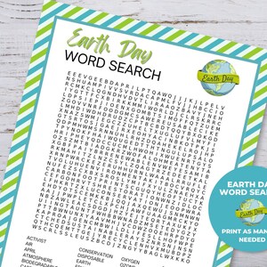 Earth Day Word Search Game, Earth Day Game Kids, Earth Day Activity, Earth Day Printables, Earth Day Worksheet, Nature Activities