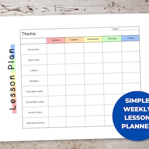 Lesson Plan Template Preschool, Preschool Teacher Planner, Kindergarten Lesson Planner, Weekly Lesson Plan Template, Pre-K Lesson Plan