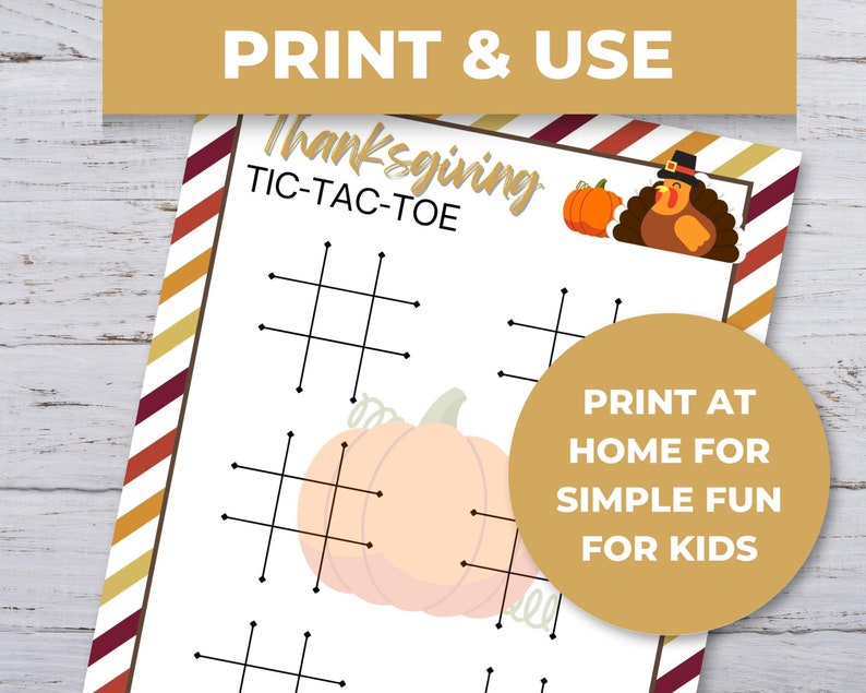 Thanksgiving Tic Tac Toe Game Printable Thanksgiving Game for - Etsy