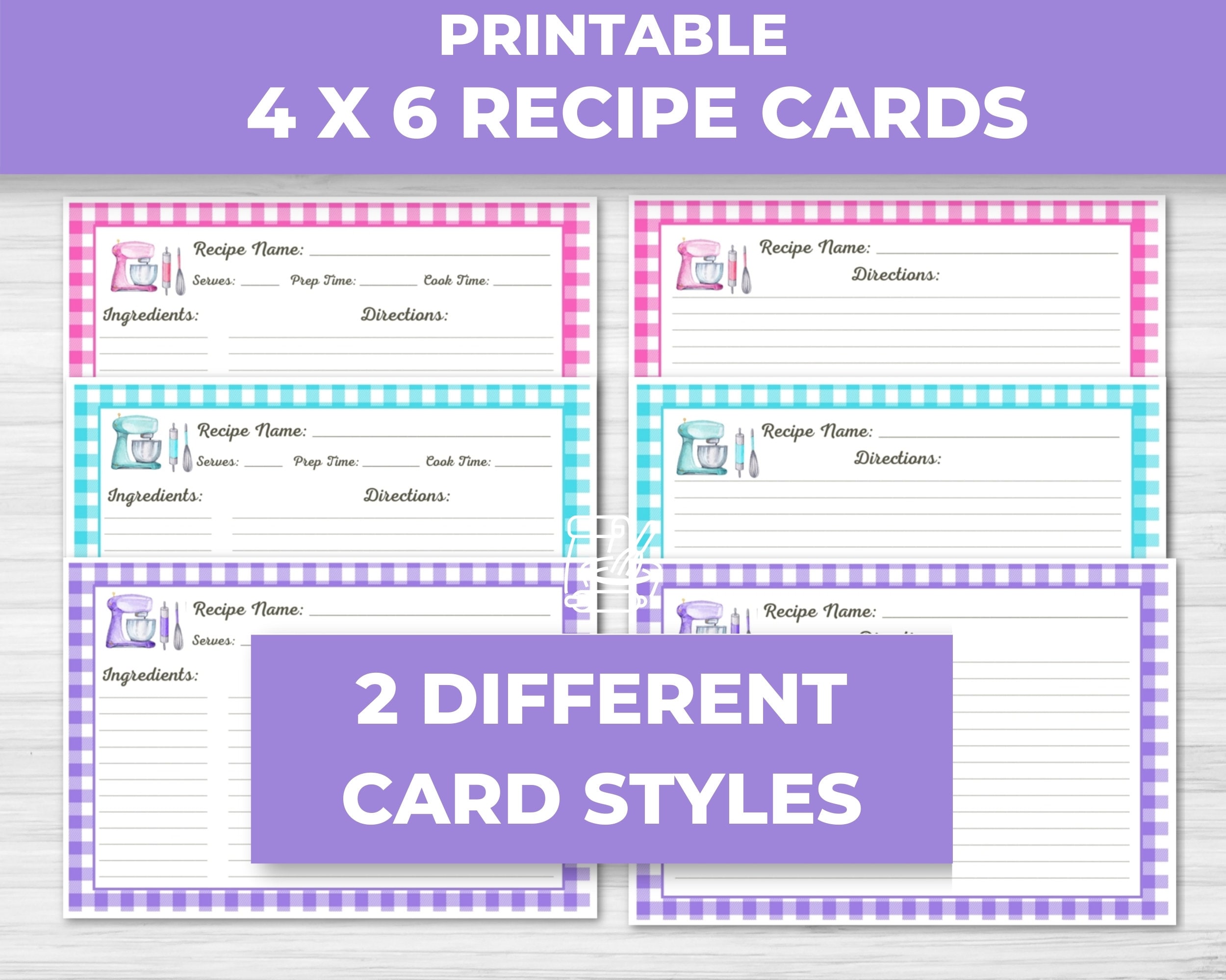 Printable Recipe Cards 4x6 Recipe Card Template Gift for Cooking Printable Recipe Cards 4x6 Recipe Card Template Gift for Cooking