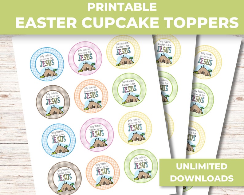 Easter is for Jesus Cupcake Toppers, Printable Easter Cupcake Toppers, Religious Easter Tags image 6