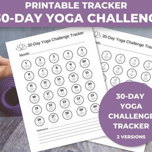 Yoga Challenge Tracker Digital Download, 30 Day Challenge Printable, Fitness Challenge Calendar, New Year Resolution Tracker, Self Care