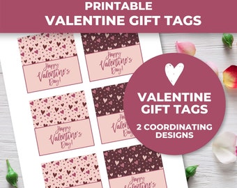 Printable Valentine Gift Tags, Valentine Blush Hearts Tags or Stickers