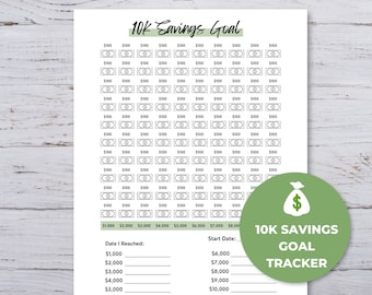 10K Savings Tracker, 100 Day Savings Challenge, Money Saving Challenge Printable, Cash Envelope Savings Tracker, Printable Savings Tracker