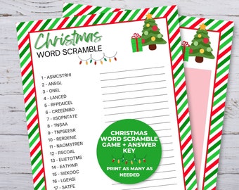 Christmas Word Scramble, Christmas Games For Families Printable, Holiday Word Scramble, Christmas Activity, Holiday Games, Classroom Game