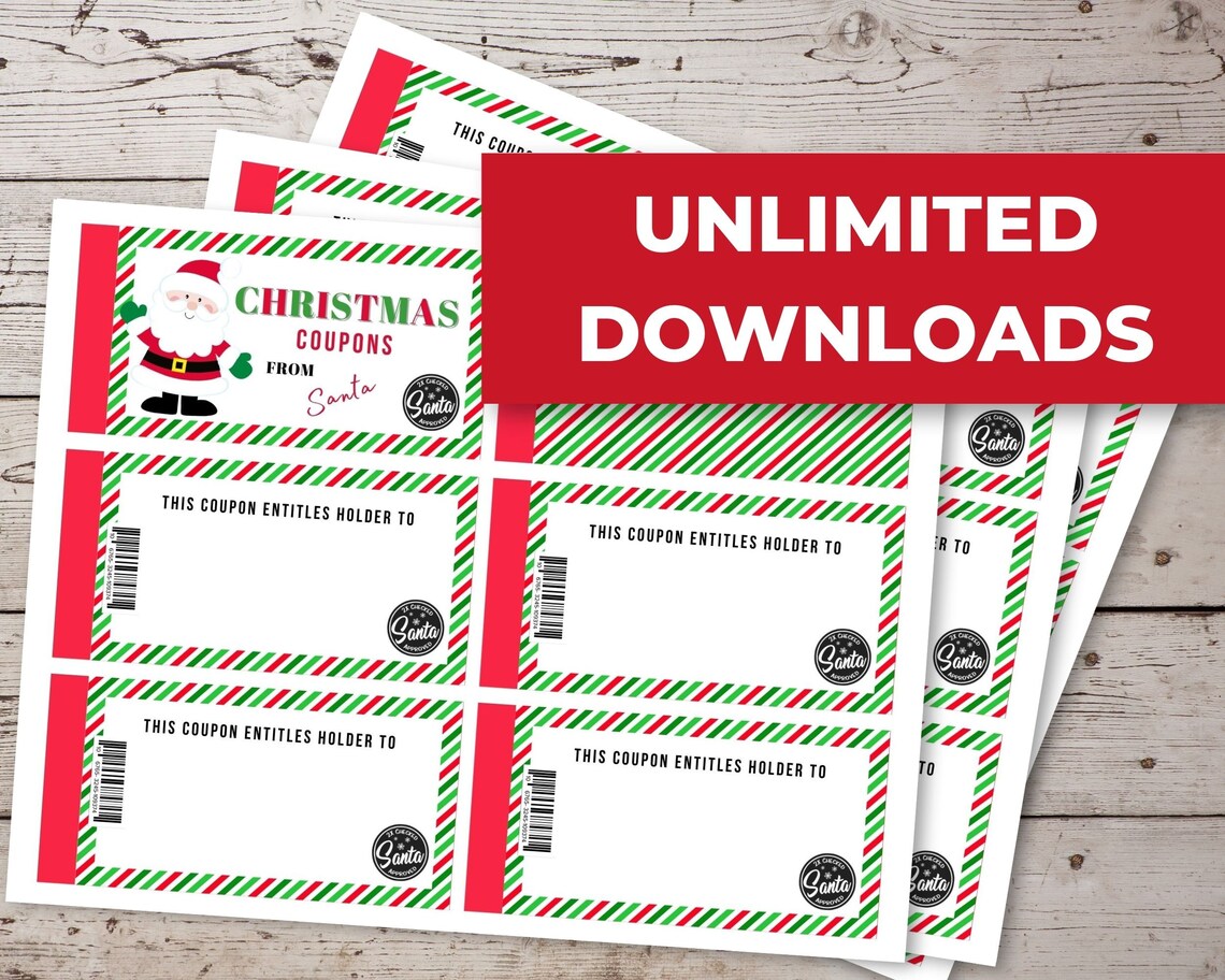 Printable Christmas Coupons from Santa Christmas Coupon Book Etsy.de